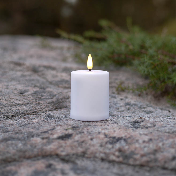 Litet blockljus med skymningssensor, Vit