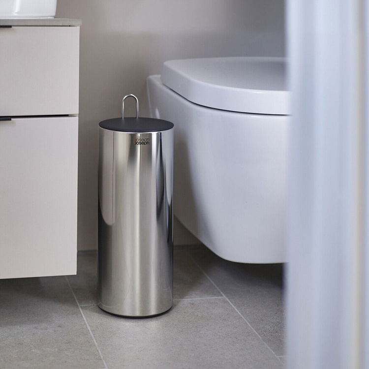Behållare för extra toarullar, EASYSTORE LUXE, Joseph Joseph, Ø 15,6 x H 41,4 cm, Rostfritt Stål