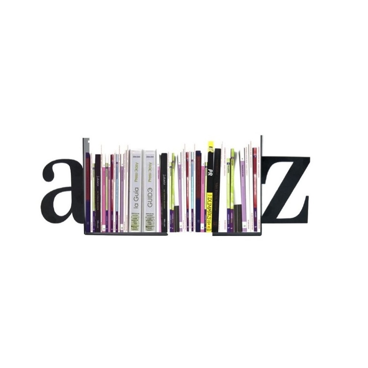 Bokstöd i metall, 2 st, BOOK ENDS A - Z, Svarta
