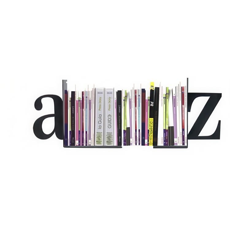 Bokstöd i metall, 2 st, BOOK ENDS A - Z, Svarta