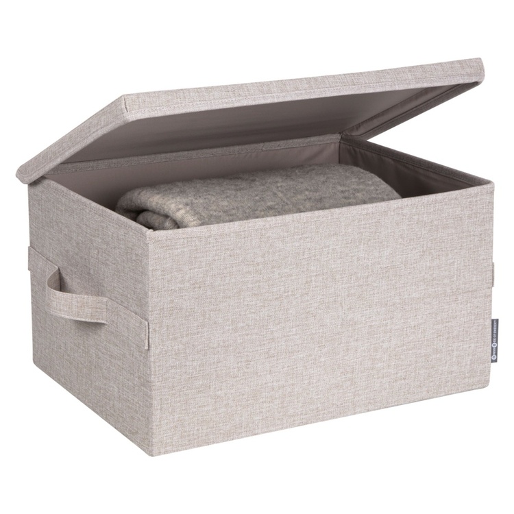 Förvaringslåda med fast lock 38L, Bigso, Beige