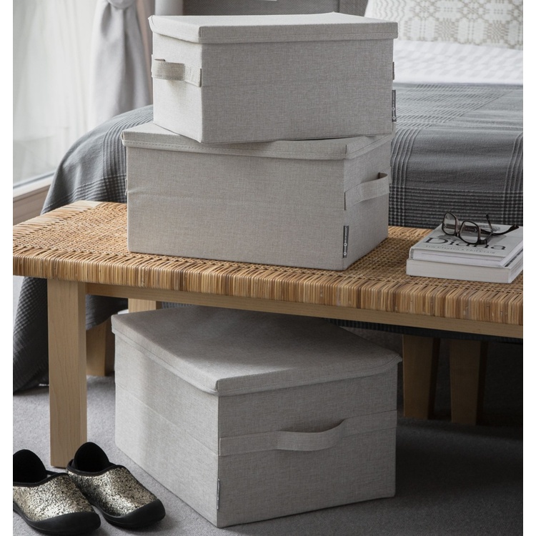 Förvaringslåda med fast lock 26L, Bigso, Beige