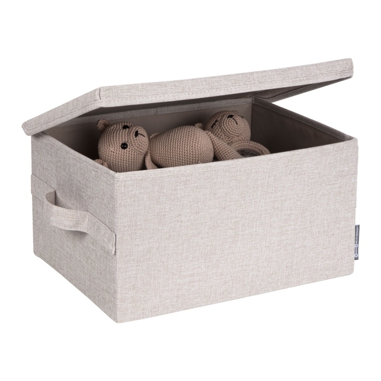 Förvaringslåda med fast lock 26L, Bigso, Beige