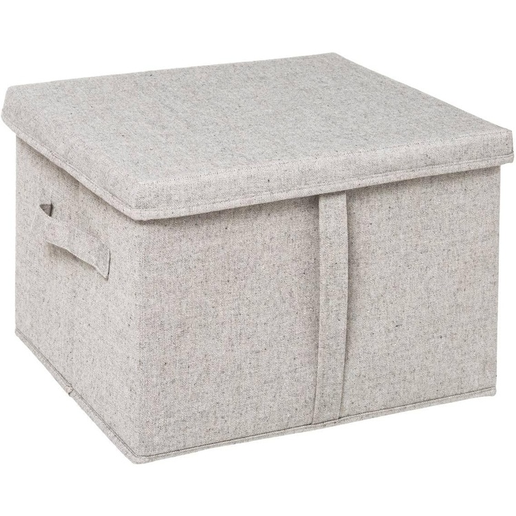 Box i tyg med lock, ORGA STORAGE BOX LARGE, 35 x 31 x H 25 cm, Beige-Grå