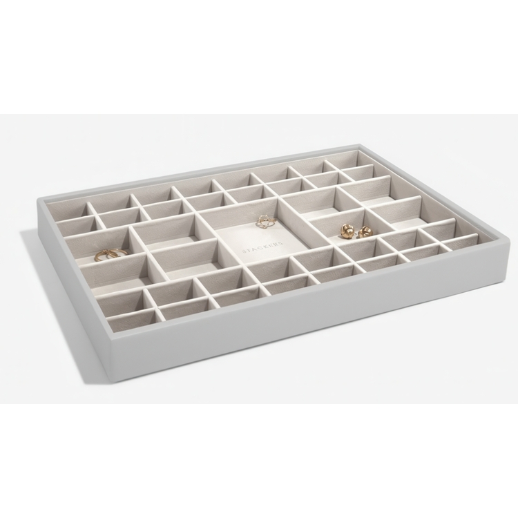 Bricka för smycken, 41 fack, Stort, SUPERSIZE STACKERS, 36 x 25 x H 4 cm, Pebble Grey