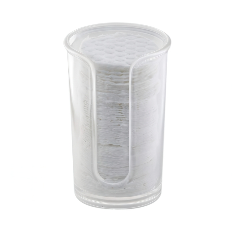 Burk för bomullspads, RPET CLARITY, Ø7,5 x H12 cm, Transparent