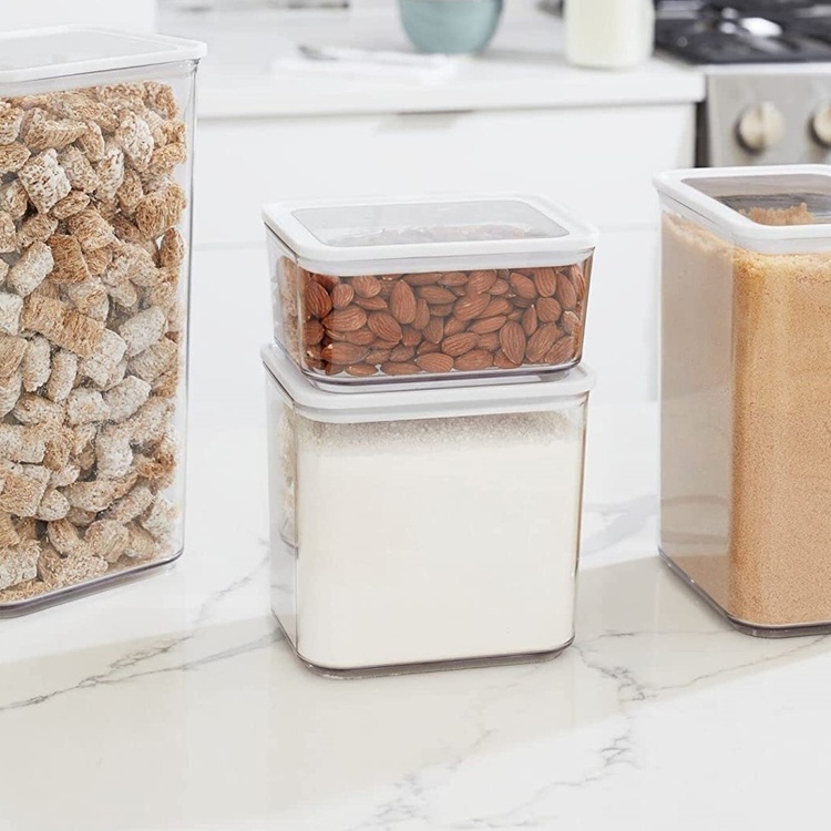 Burk för torrvaror, 0,8 L, PANSINO ECOZEN SMALL CANISTER, 16 x 12 x H 8 cm , Transparent / Vit