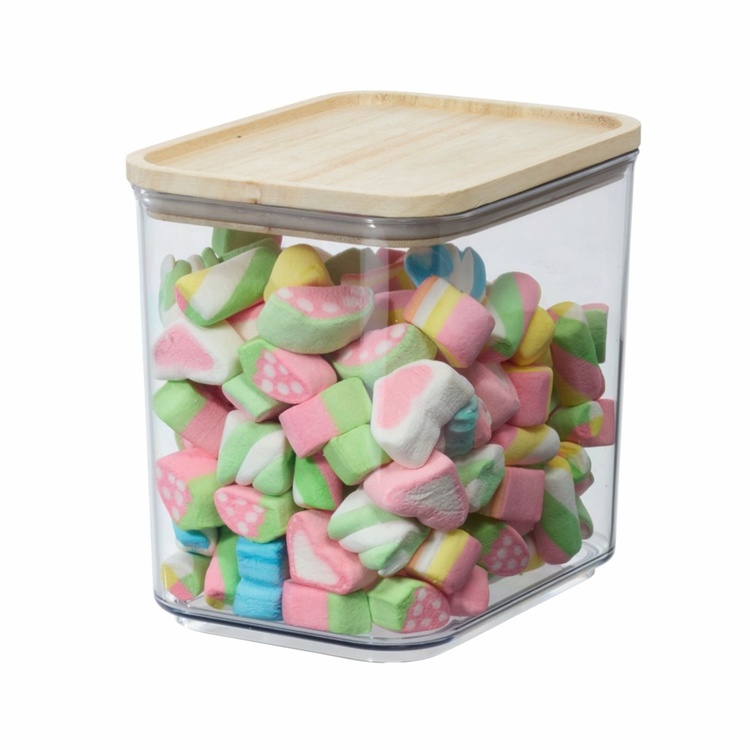 Burk för torrvaror, 2 L, PANSINO RPET MEDIUM CANISTER, 16 x 12 x H 15,5 cm , Transparent / Natur