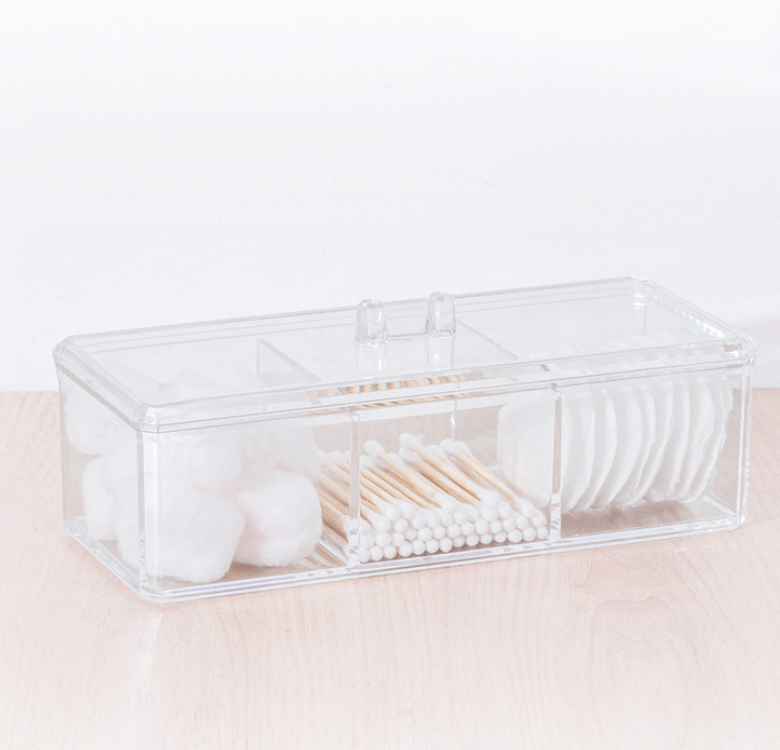 Burk med lock, 3 fack, SELENA ORGANIZER, 22,8 x 9,5 x H 8,3 cm, Klar 