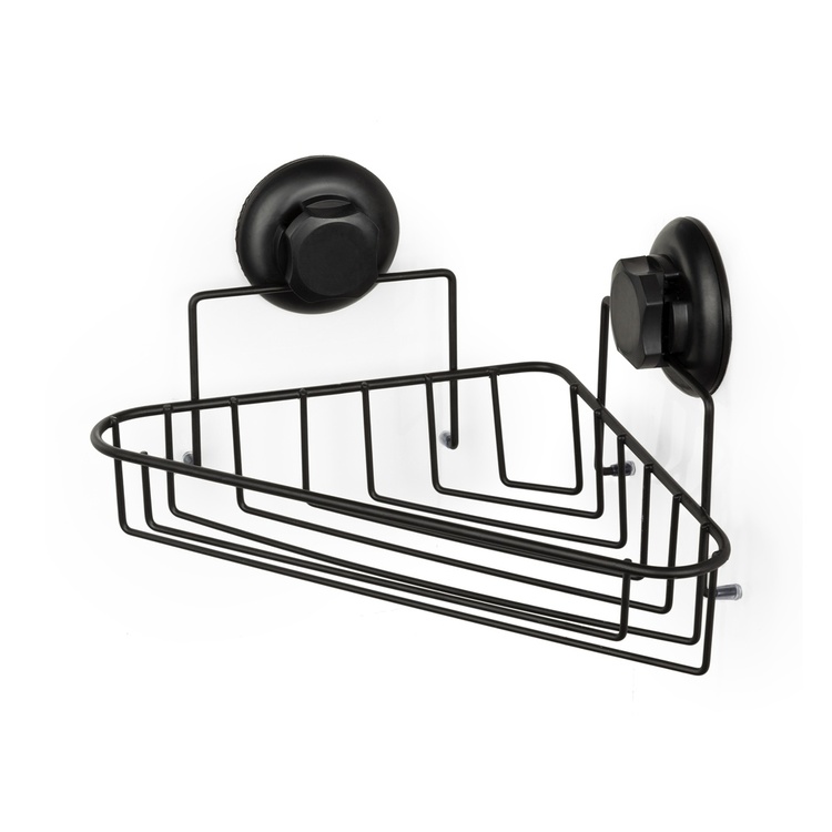 Duschkorg för hörn, med sugpropp, BESTLOCK, 23,8 x 23,8 x H12,8 cm, Svart