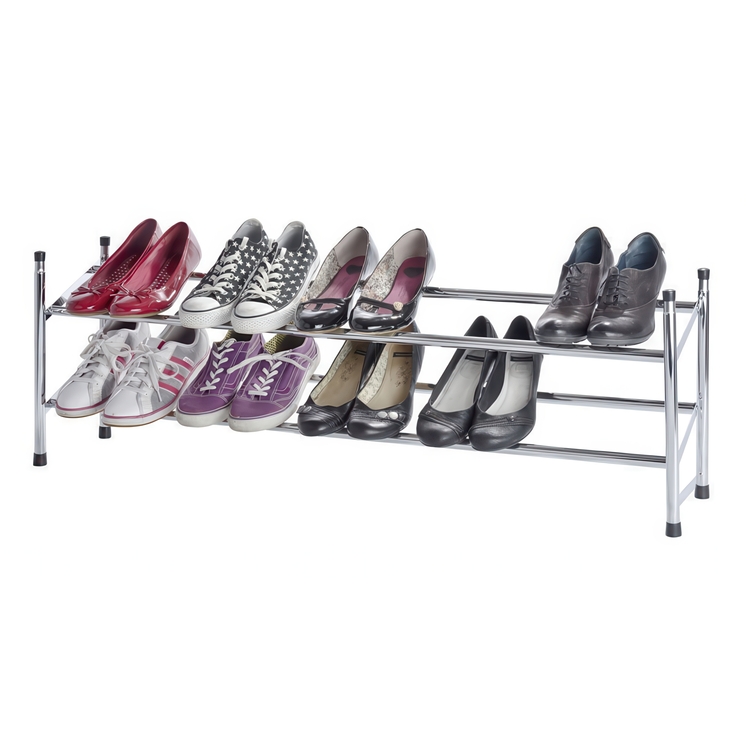 Expanderbar skohylla, SHUHREGAL, 64~119 x 23 x H 35 cm, Silver
