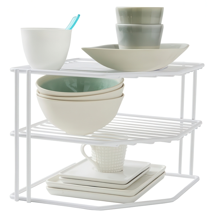 Extra hylla för hörn, med tre plan, CORNER SHELF, 24 x 23 x H 20,5 cm, Vit