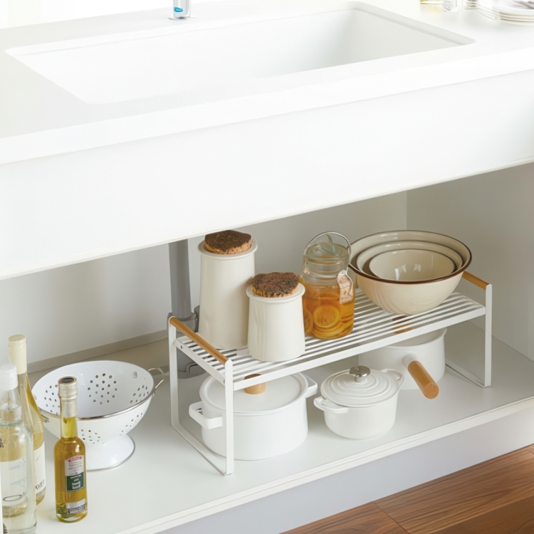 Extra hylla, Lång, TOSCA STORAGE RACK, 60 × 22,5 × H22 cm, Yamazaki, Vit