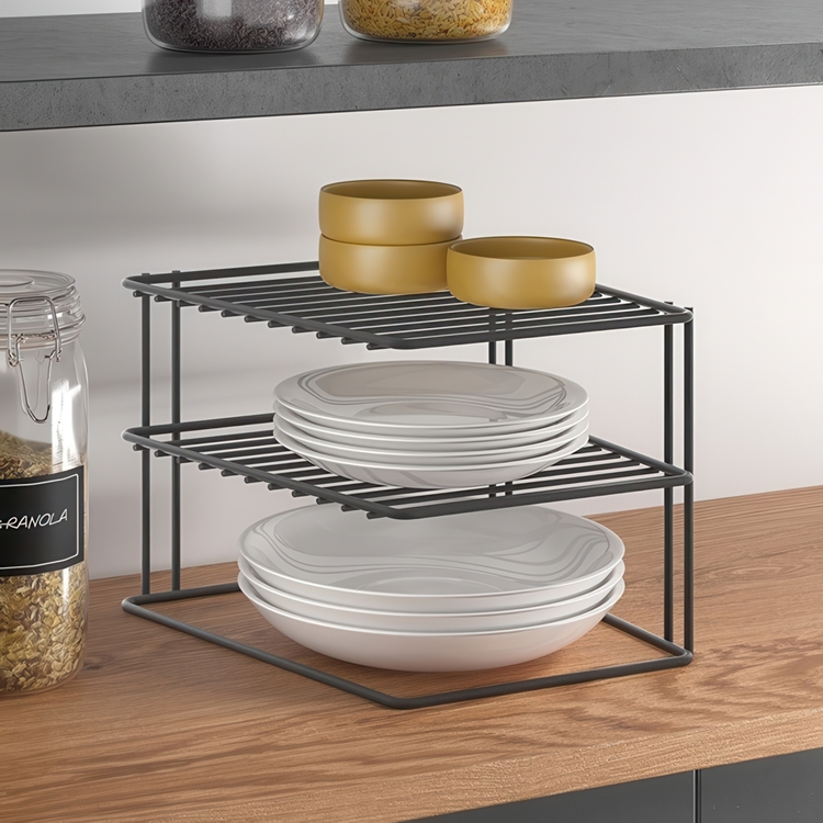 Extra hyllor för hörn, PALIO LAVA 2-TIER, 25 x 25 x H 19 cm, Svart