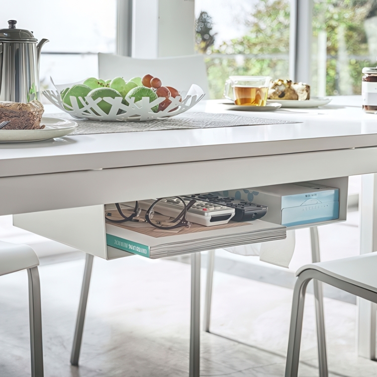 Extrahylla, under bord, TOWER UNDER-TABLE SHELF, 44 x 24,5 x H 7 cm, Vit