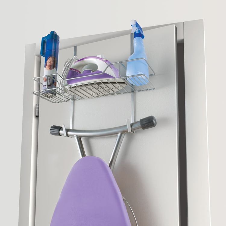 Förvaring på dörren för stryktillbehör, IRONY OVER DOOR, 49 x 18 x H 44 cm, Silver