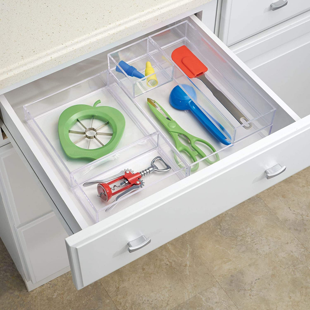 Förvaringsbricka, Stapelbar, Rektangulär, CLARITY ORGANISER LARGE, 20,3 x 30,5 x H 5 cm, Klar