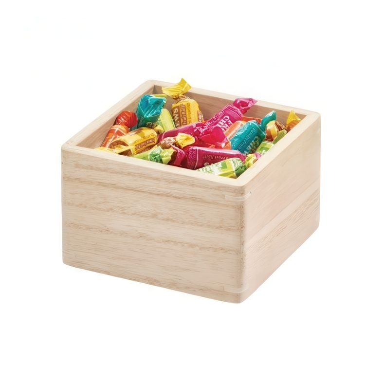 Förvaringsburk, fyrkantig, THE HOME EDIT COLLECTION ECO WOOD SMALL BIN, 11,4 x 11,4 x H 7,6 cm, Natur
