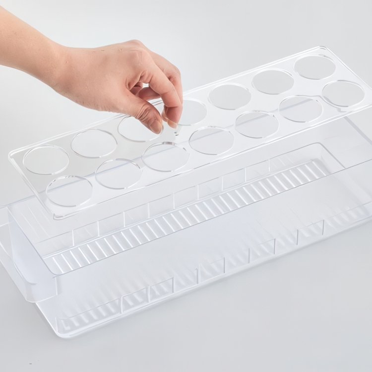 Förvaringslåda för 14 ägg, Stapelbar, TOWER MODERN EGG TRAY Yamazaki, Frostigt transparent