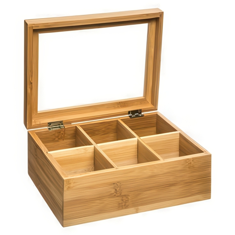 Förvaringslåda för Sortering, SMALL BAMBOO TEA BOX, 22 x 16 x H 9 cm, Natur