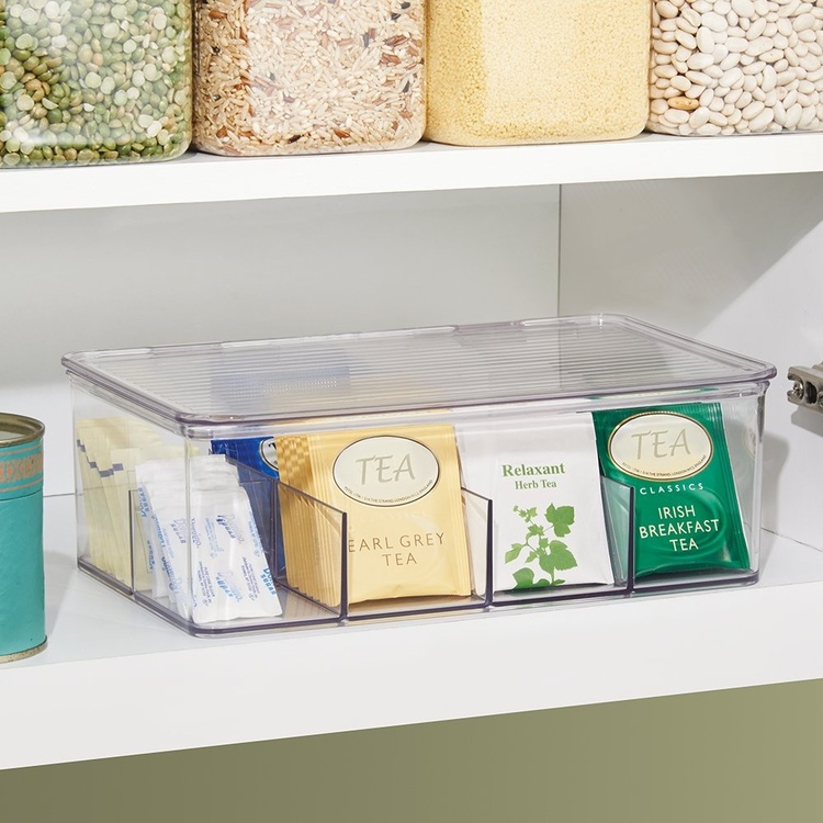 Förvaringslåda för Sortering, Tepåsar, 8 fack, ID CABINET BIN, 27,3 x 18,4 x H9,5cm, Transparent