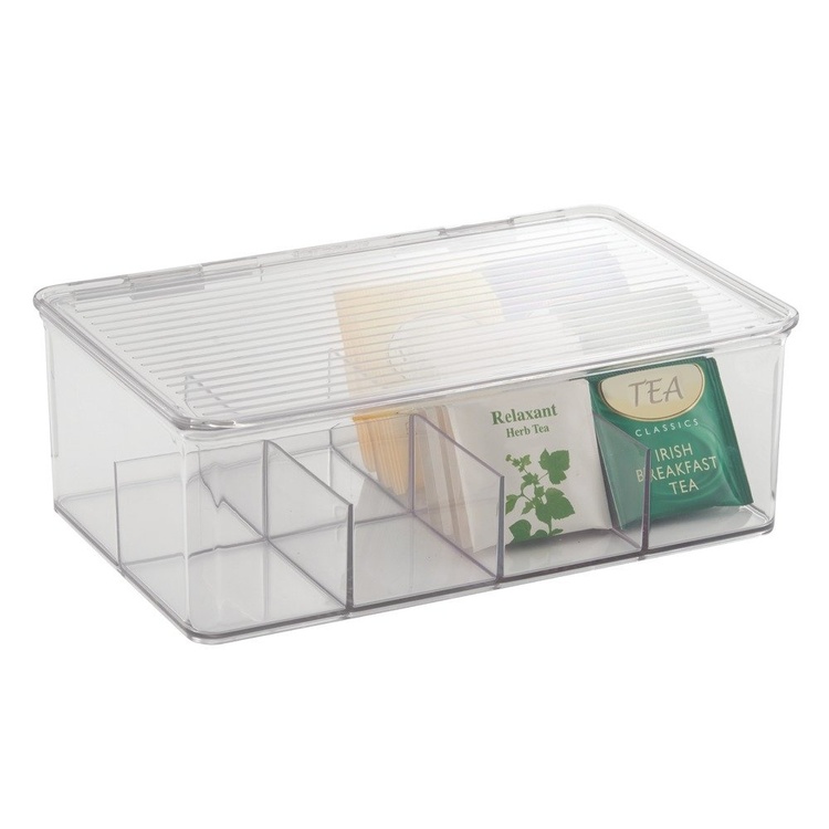 Förvaringslåda för Sortering, Tepåsar, 8 fack, ID CABINET BIN, 27,3 x 18,4 x H9,5cm, Transparent