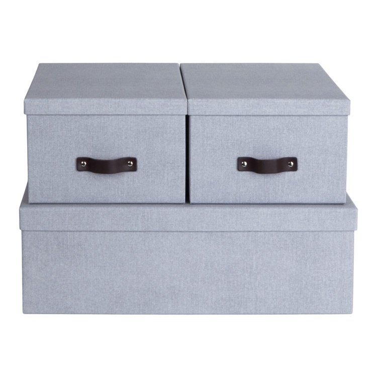 Förvaringslåda set om 3, Inge canvas, Bigso