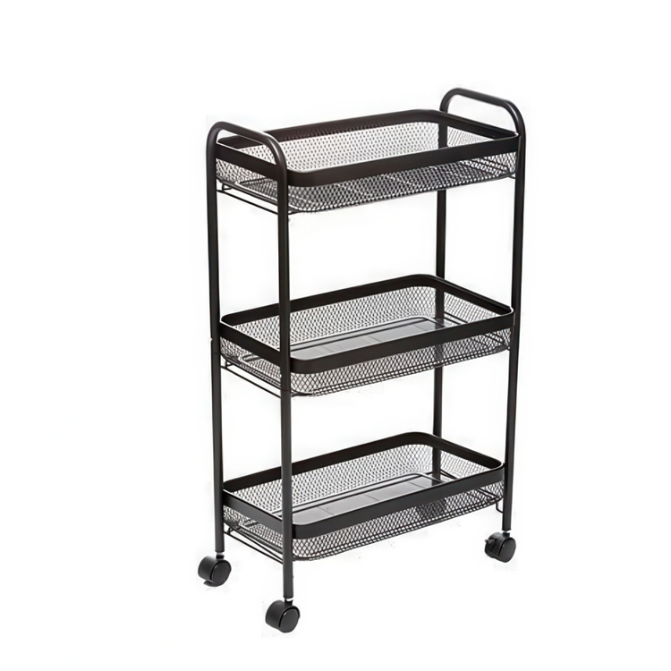 Förvaringsvagn i metall, MAYAJ BASKET TROLLEY, 46,5 x 26,5 x H 79 cm, Svart