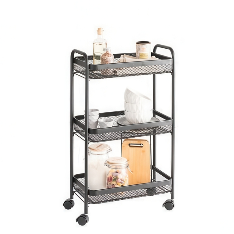 Förvaringsvagn i metall, MAYAJ BASKET TROLLEY, 46,5 x 26,5 x H 79 cm, Svart