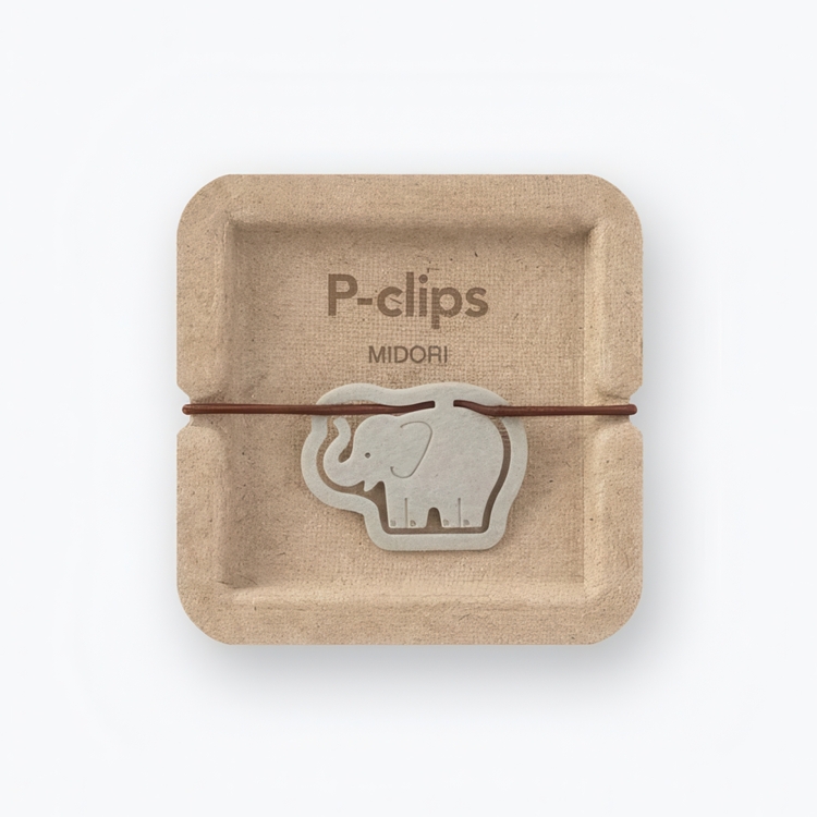 Gem av återvunnen papp, Elefanter, 16 st, P-CLIPS - PAPER ELEPHANTS, Midori, Mix
