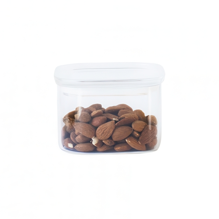 Glasburk för torrvaror, 0,5 L, PEBBLY SQUARE CLEAR MINI, Klar