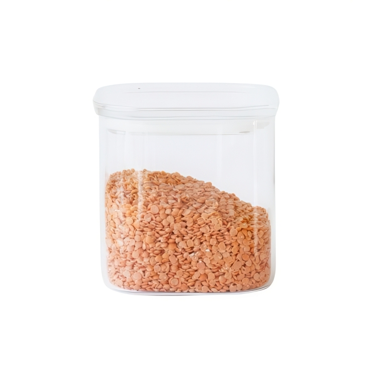Glasburk för torrvaror, 0,8 L, PEBBLY SQUARE CLEAR SMALL, Klar 