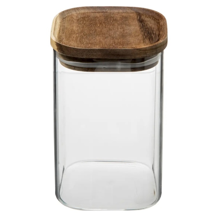 Glasburk för torrvaror, 1 L, HERMET ACACIA SMALL, Klar / Brun