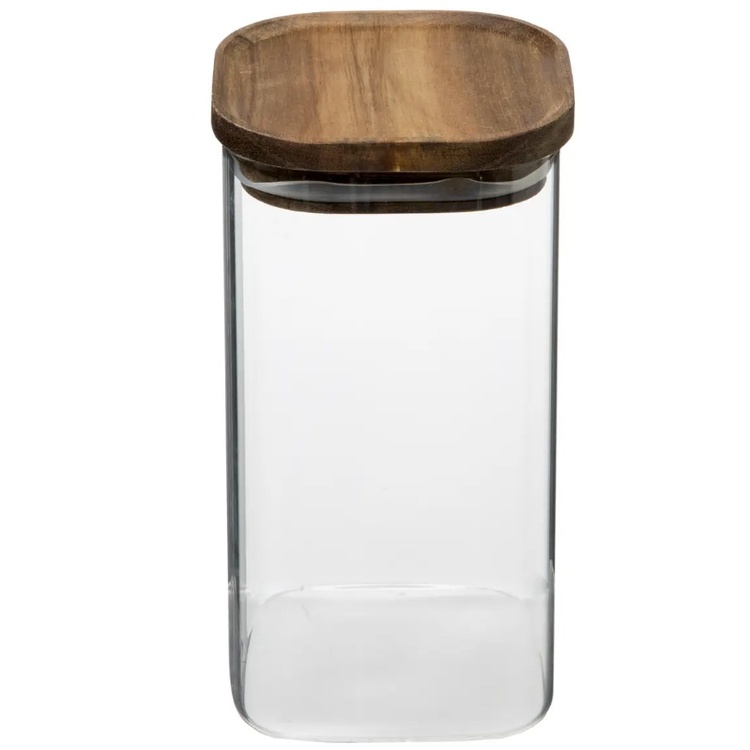 Glasburk för torrvaror, 1,3 L, HERMET ACACIA MEDIUM, Klar / Brun
