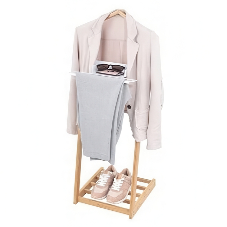 Herrbetjänt i Bambu, BAMBOO VALET STAND, Natur / Vit