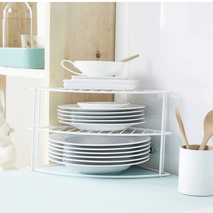 Hylla för hörn, med tre plan, CURVED CORNER SHELF, 24 x 23 x H 20,5 cm, Vit