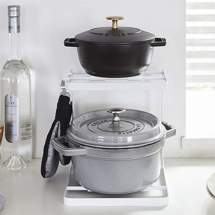 Hylla för kastruller, Kraftig metall, TOWER COOKWARE STAND, Yamazaki, Vit