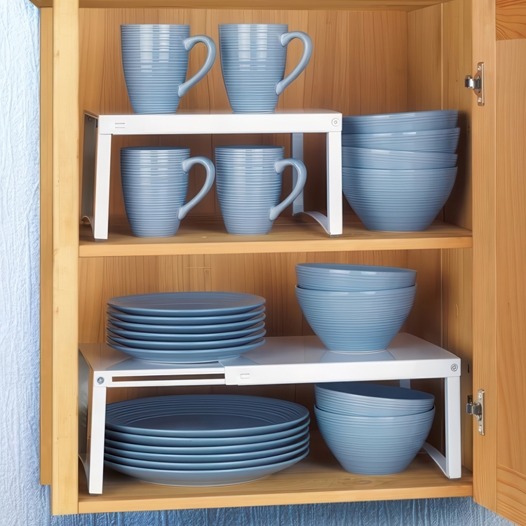 Hylla i kraftig metall, Expanderbar, TELESCOPIC SHELF, 30 -54 x 25 x H 15 cm, Vit