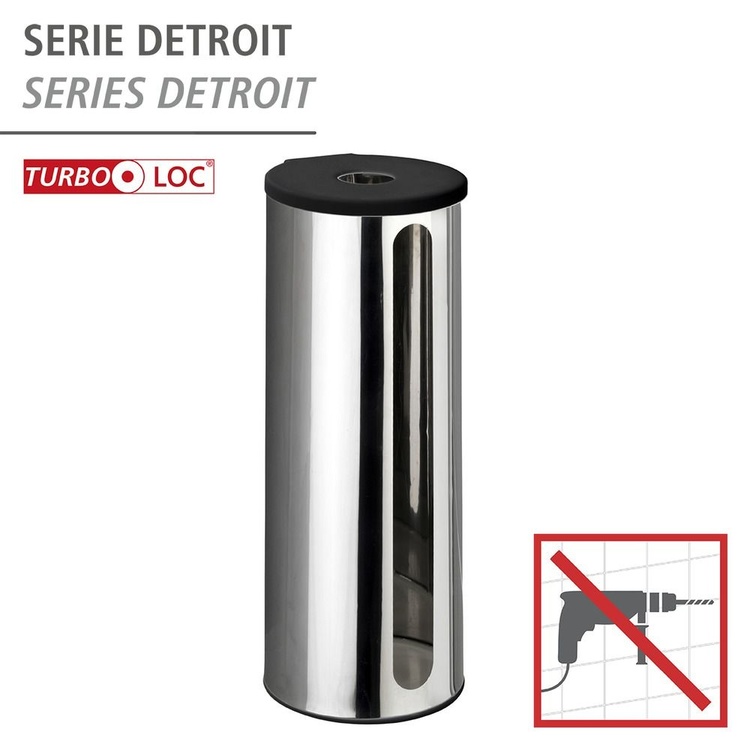 Hållare för extra toapapper, Självhäftande, DETROIT, Ø 14 x H 36 cm, Rostfritt Stål