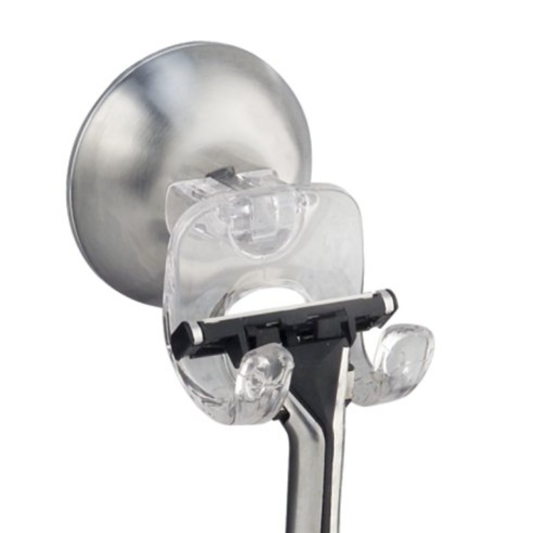 Hållare för rakhyvel med sugpropp, FORMA, Silver / Klar