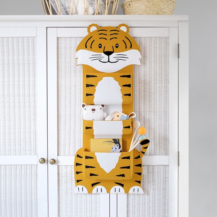 Hängande Förvaringsfickor, 3-fack, TIGER WALL POCKETS, 37 x H 85 cm, Orange