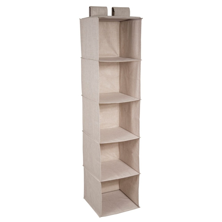 Hängande garderobsförvaring 5 hyllor, Beige