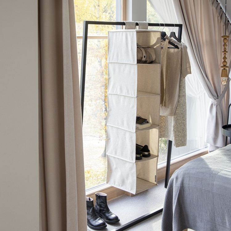 Hängande garderobsförvaring 5 hyllor, Beige