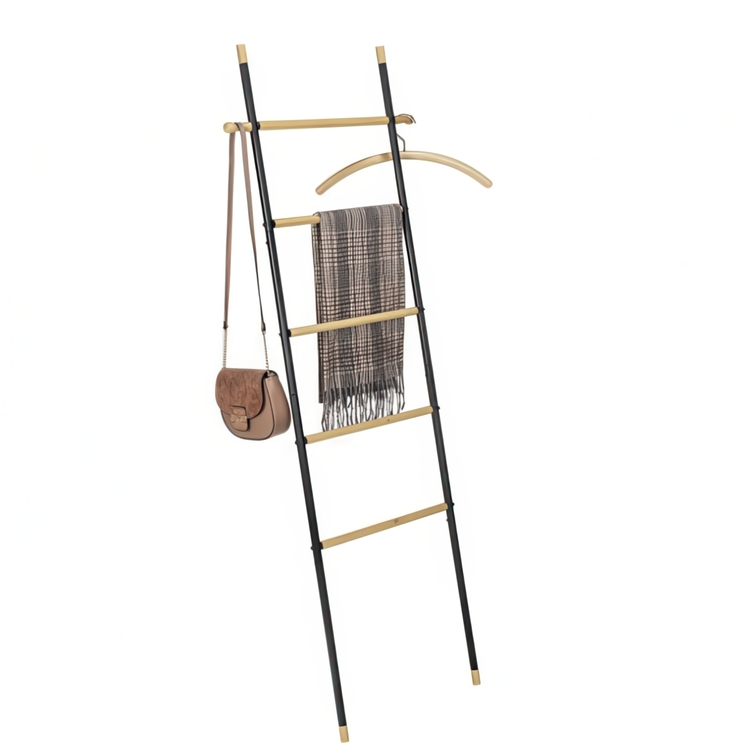 Klädställning att luta mot väggen, LOFT BAMBOO, 57 x H 162 cm, Svart / Natur