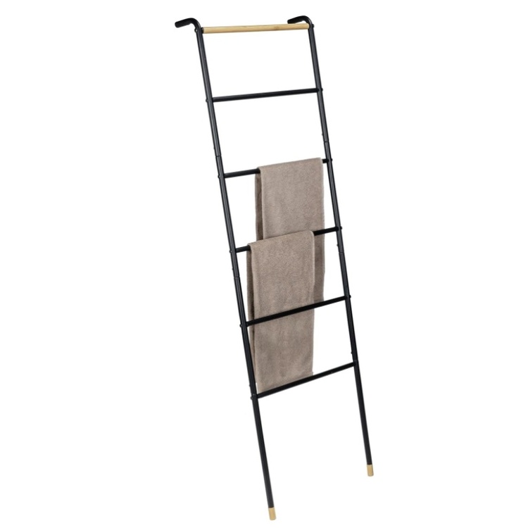 Klädställning att luta mot väggen, LOFT BLACK METAL, 43,5 x H 162 cm, Svart / Natur