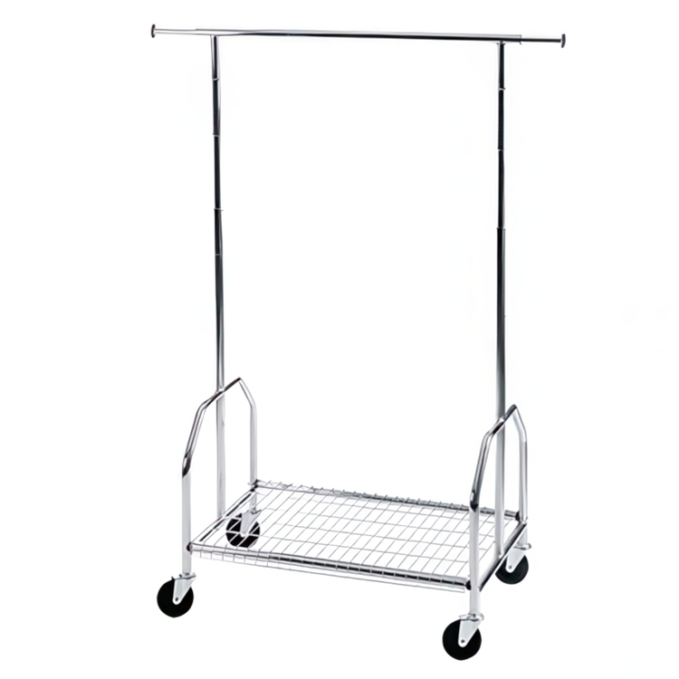Klädställning med rejäla hjul, ALBERT, 90 x H 130-170 cm, Silver