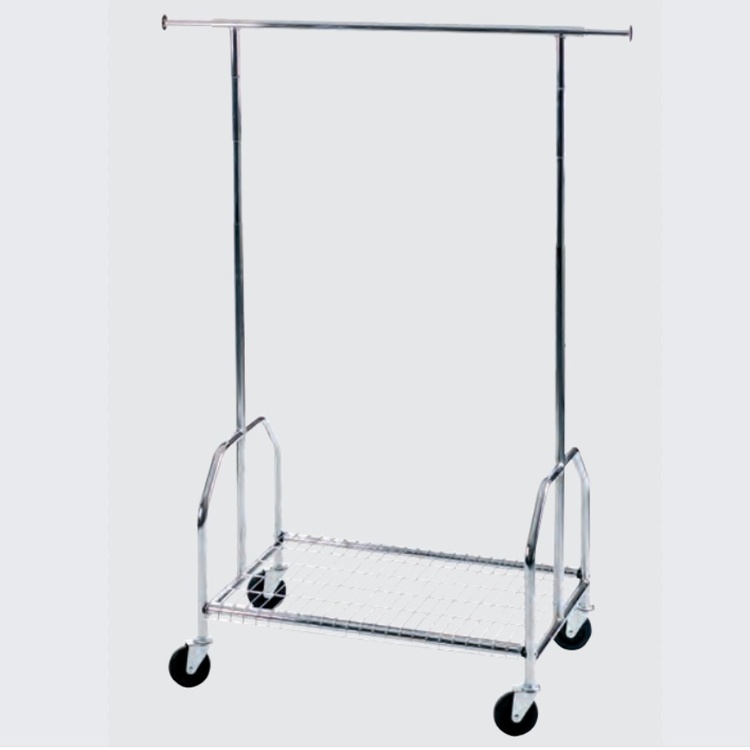 Klädställning med rejäla hjul, ALBERT, 90 x H 130-170 cm, Silver