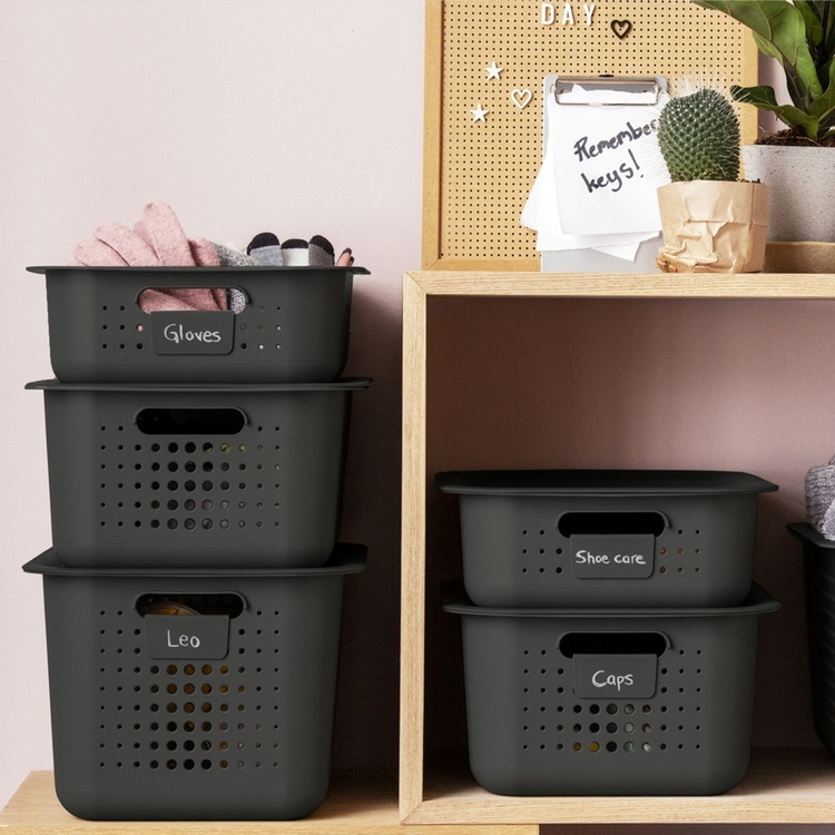 Förvaringskorg i återvunnen plast 13L, SmartStore, Grå