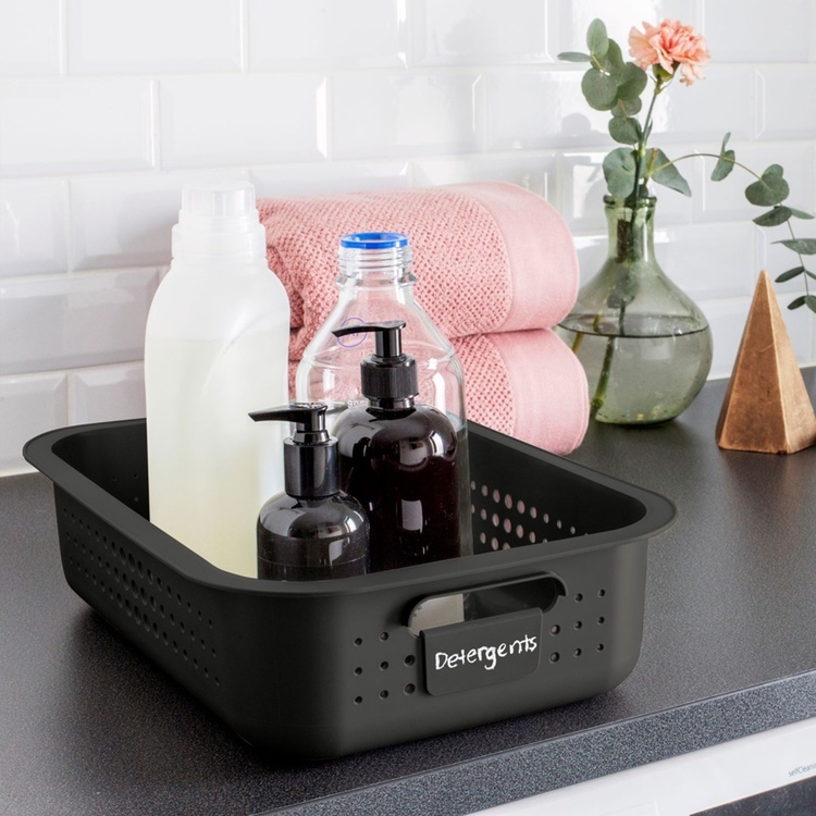 Förvaringskorg i återvunnen plast 6L, SmartStore, Grå