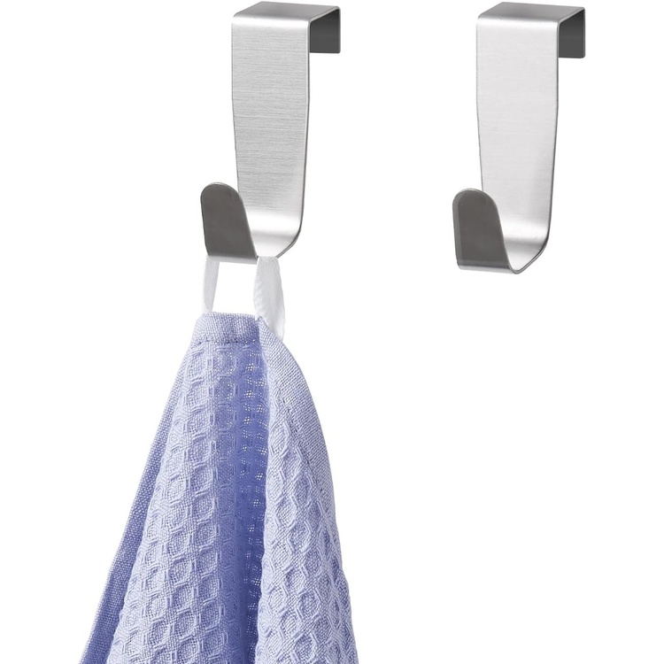 Krokar för skåpdörr / låda, Borstad rostfritt stål, 2 st, SIMPLY SMART, Silver